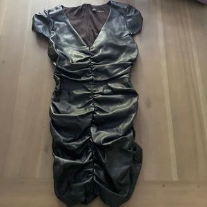 Zara black leather dress